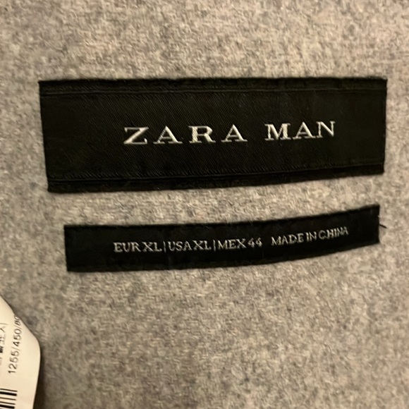 Zara Man wool blend blazer coat jacket notch collar light grey XL - Picture 6 of 8